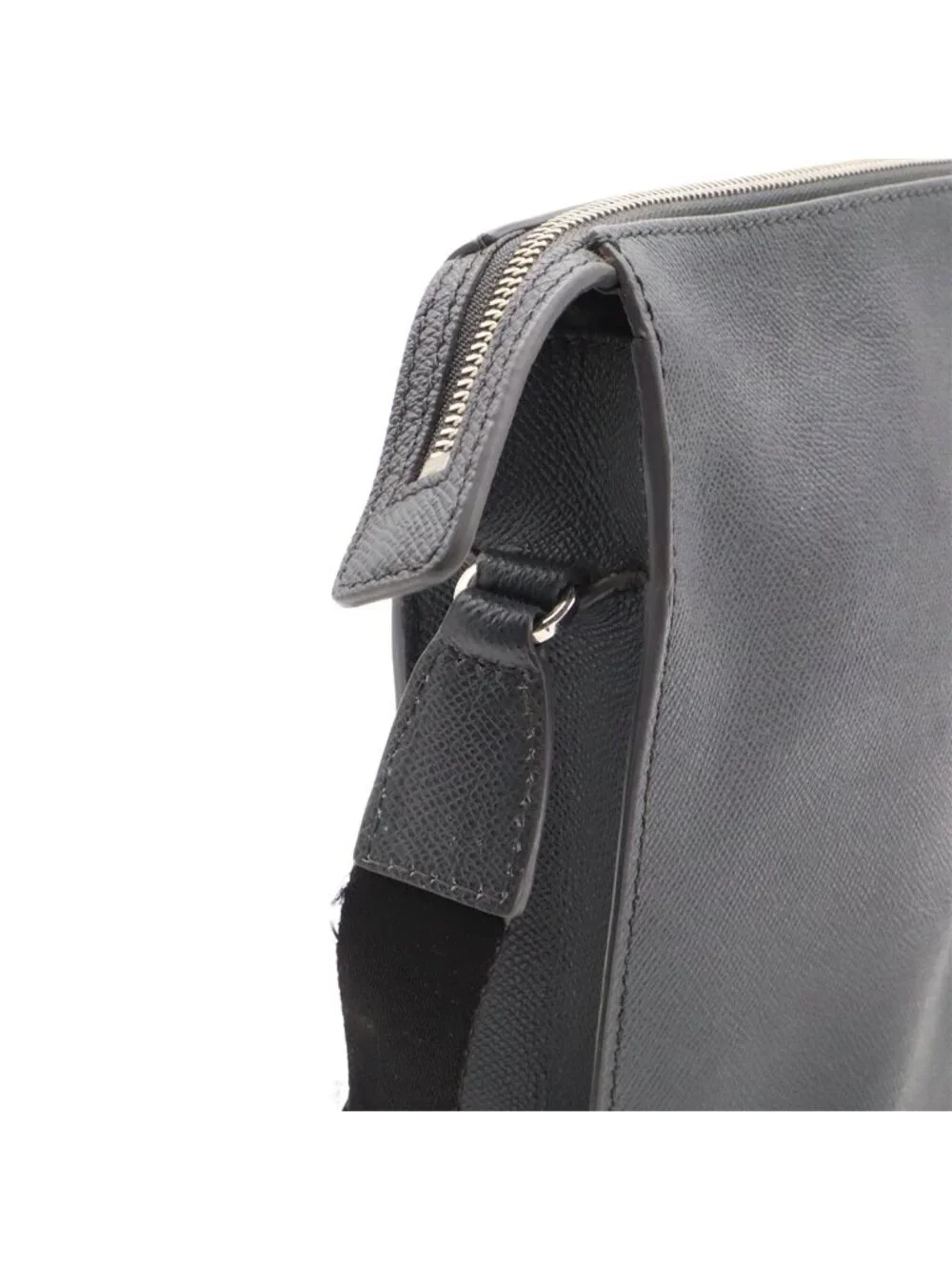 Bvlgari Man Messenger Bag Crossbody Leather Gray Silver
